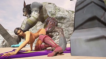 Sex with a Werewolf at the beach - Warcraft Porn Parody