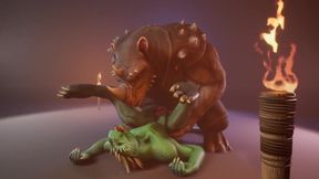 Scalie lizard gets pounded raw by massive rhino cock until he’s drowning in cum