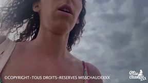 First outdoor threesome for slutty amateur French MILF