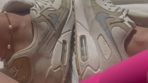 Vibrating fun in my cream air max sneakers