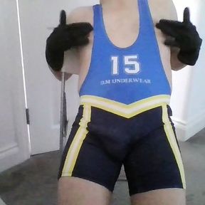 Sportswear wank in cum stained singlet