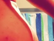 Katie plays with toys
