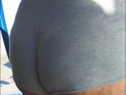 Exhibitionist wife at the carwash pov hubby films