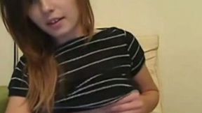 Mouth-watering amateur babe poking her twat with dildo