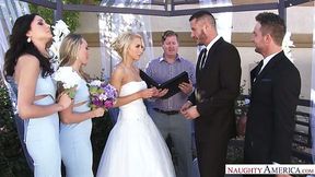 Captivating bride Alix Lynx is making love with her husband soon after the wedding ceremony