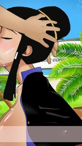 Chi-chi Gets Her Throat Fucked Outside Capsule Corp