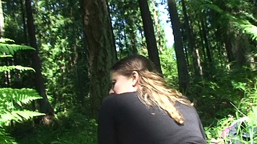 Stepsister fucked in the ass by stepbrother in the woods - Erin Electra