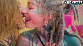 Two Alt Babes Stretch Their Asses with Freaky Alien Dildos