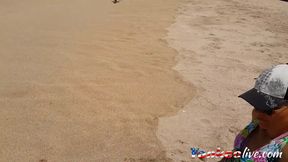 Sandy's Public Beach Adventure: BDSM, Toys & POV Fun!