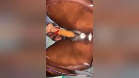 Curly Milky Wet Cunt On A Oily Chair Slipping And Sliding In Plastic Dick