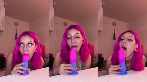 nali marie dildo slobbering solo female sloppy blowjob