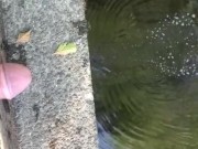 Peeing off a public bridge