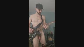 Naked Bass Playing Jam to a Funky Backtrack
