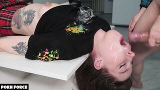 LONG CUM LOADS ON SMALL TEENIE - Sperm Drenched Faces
