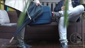 a bench encounter turns into a public piss humiliation