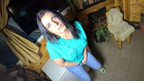 sorry about my boss – shiny jeans cameltoe, deep blowjob and wet squirt apology