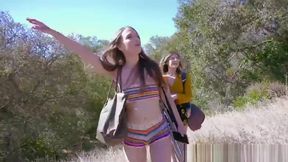 Horny teens 18+ fuck their tour guide during camping trip