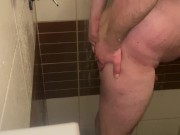 Solo fat male with small pp taking shower