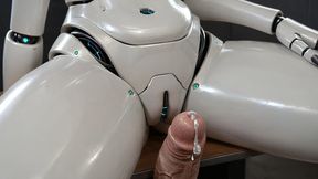 Two artificial intelligence-powered sex dolls reenact intercourse as viewed from behind.