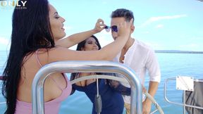 only gold digger - busty honey demon and kesha ortega awesome threesome in the boat (4k)