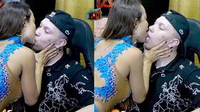 Milf Belinha Baracho teases host with deep kiss and grabs his dick