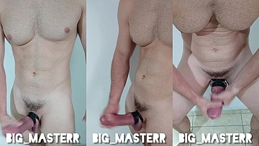 Playing with 4 cockrings around my hard cock