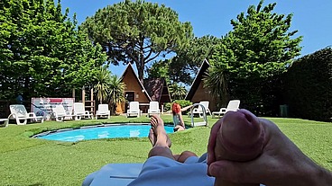 I meet my redhead neighbor at the pool