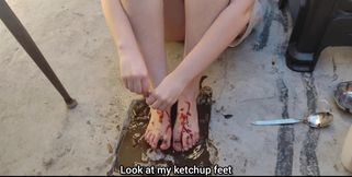 Feet Playing with Dirt and Food