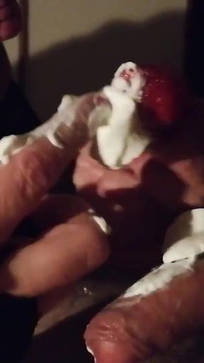 Iconic moment from "Food Play with Strawberries and Cream for Miss Kika"