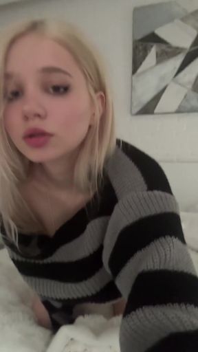 Teen goth GF shows off her petite tits and tattoo