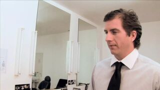 Beautiful blondes got nailed by a manly bro at the salon