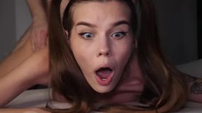 OMG, IT'S BIG! Petite 18 Yo Teen STRUGGLES During Painful Anal Fuck - ALINA FOXXX