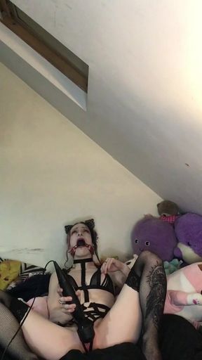 Horny Gagged Kitty Tried to Be Quiet