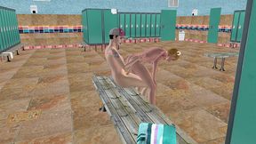 animated 3d shemale porn - gorgeous teen girl riding shemale dick in pussy and ass in locker room