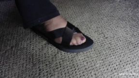 Ms Neecy - Reinforced Toe Nylon Pedi and Black Slides