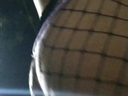 Bubble Butt Femboy Fetish in Purple Panties and Fishnet
