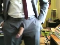 He shows us his new suits and he like to jerk off