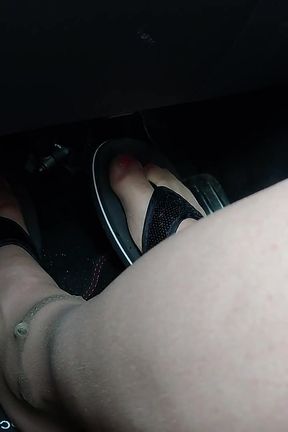 Nylon Feet and Flip Flops in the Car
