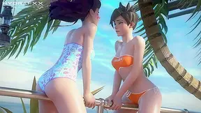 Blonde Bombshells Tempt Lone Warrior in Hot Overwatch Lust Fest