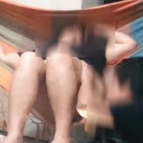 Sucking the married woman&#039;s ass and fucking her pussy while she swings in the hammock