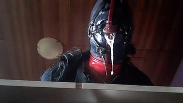 17 minutes of hogtied extreme blowjob and deepthroat with massive oral creampie