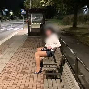 Crossdresser bound at bus stop