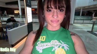 PUBLIC SEX and CUMWALK Nadja Rey gets Horny in the parking , EXHIBITIONISM with CUM ON FACE