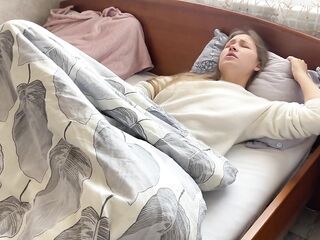 Morning masturbation ended in a loud climax. I fondle my taut cunt.