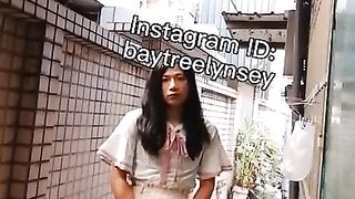 Tgirl at a stranger's door onanism