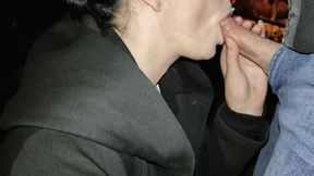 I masturbate while sucking his fat cock in the park