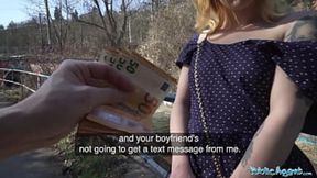 Outdoor POV sex scene with creampie finish by public agent