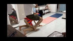 Ponyplay and ride on Football-baby PonyGirl and crawling in track #AS016