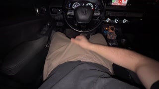Dirty talk and moaning in the car *messy cumshot* loud male