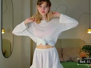 Super hot and super pretty skinny blonde teen show